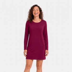 Nala Bordeaux langærmet natkjole fra Bamboo Basics
