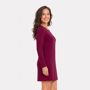 Nala Bordeaux langærmet natkjole fra Bamboo Basics