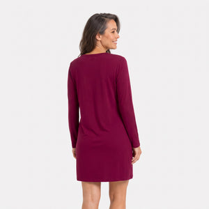 Nala Bordeaux langærmet natkjole fra Bamboo Basics