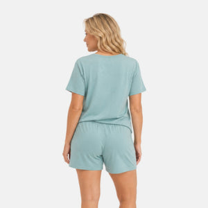 Nicole Grøn kortærmet pyjamassæt fra Bamboo Basics