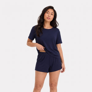Nicole Blå kortærmet pyjamassæt fra Bamboo Basics