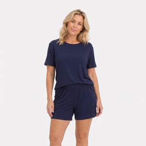 Nicole Blå kortærmet pyjamassæt fra Bamboo Basics