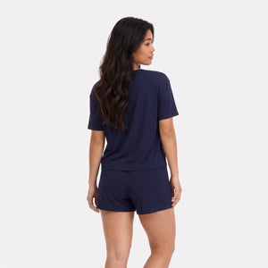 Nicole Blå kortærmet pyjamassæt fra Bamboo Basics