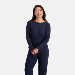 Nina Blå langærmet pyjamassæt fra Bamboo Basics