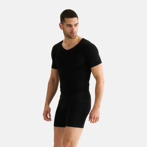 Sort bambus anti-sved T-shirt med V-hals
