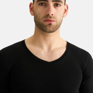 Sort bambus anti-sved T-shirt med V-hals