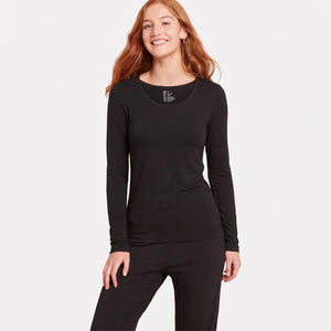 Sort langærmet bambus T-shirt med rund hals XL   Boody