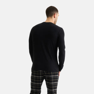 Sort langærmet bambus T-shirt til herre