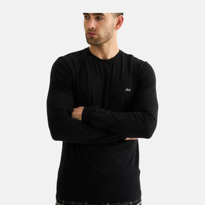 Sort langærmet bambus T-shirt til herre