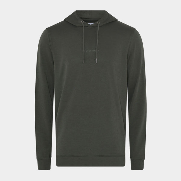 Mørkegrøn badge bambus hoodie S   JBS of Denmark
