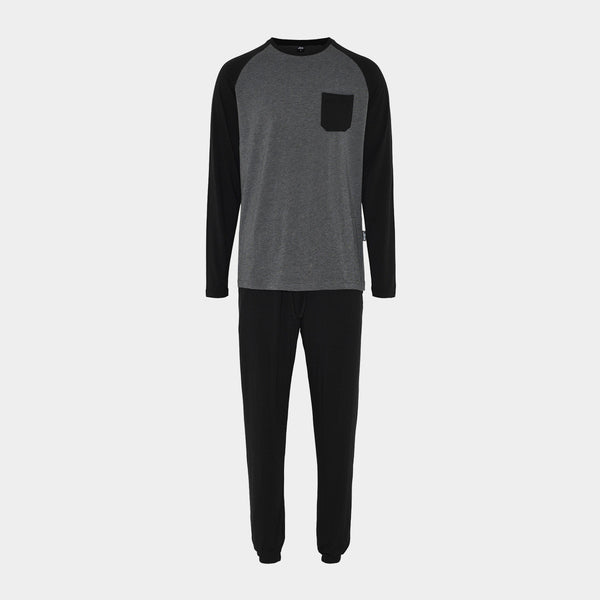 Sort/grå bambus pyjamas S   JBS