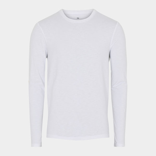 Hvid bambus langærmet crew neck T-shirt S   JBS of Denmark