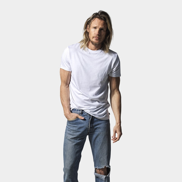 Hvid bambus crew neck T-shirt    Resteröds