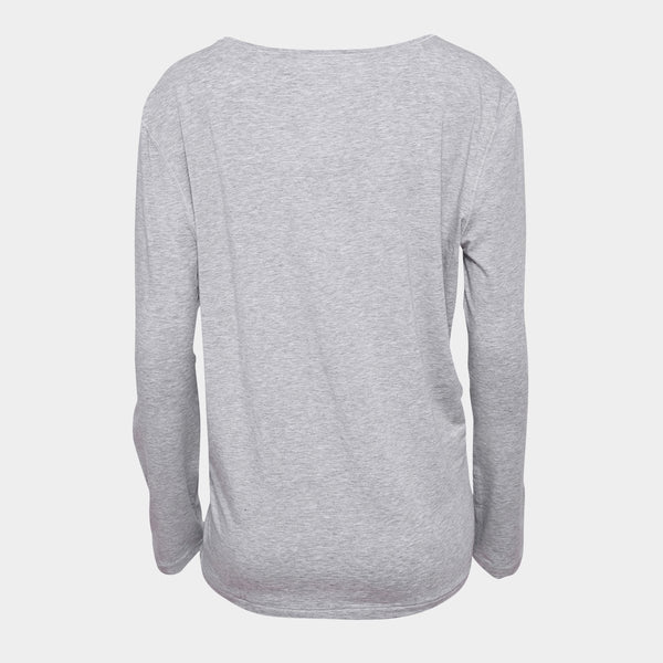 Lysegrå langærmet bambus T-shirt med rund hals    JBS of Denmark