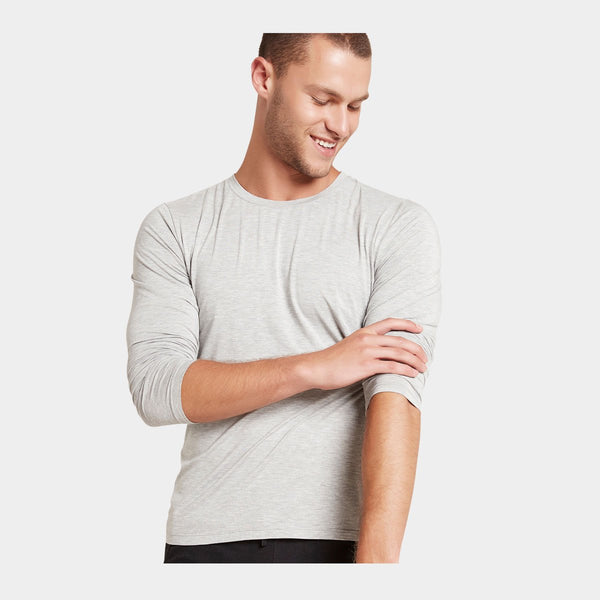 Lysegrå langærmet crew neck bambus T-shirt    Boody